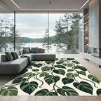 Lush Green Tropical Philodendron Foliage Rug