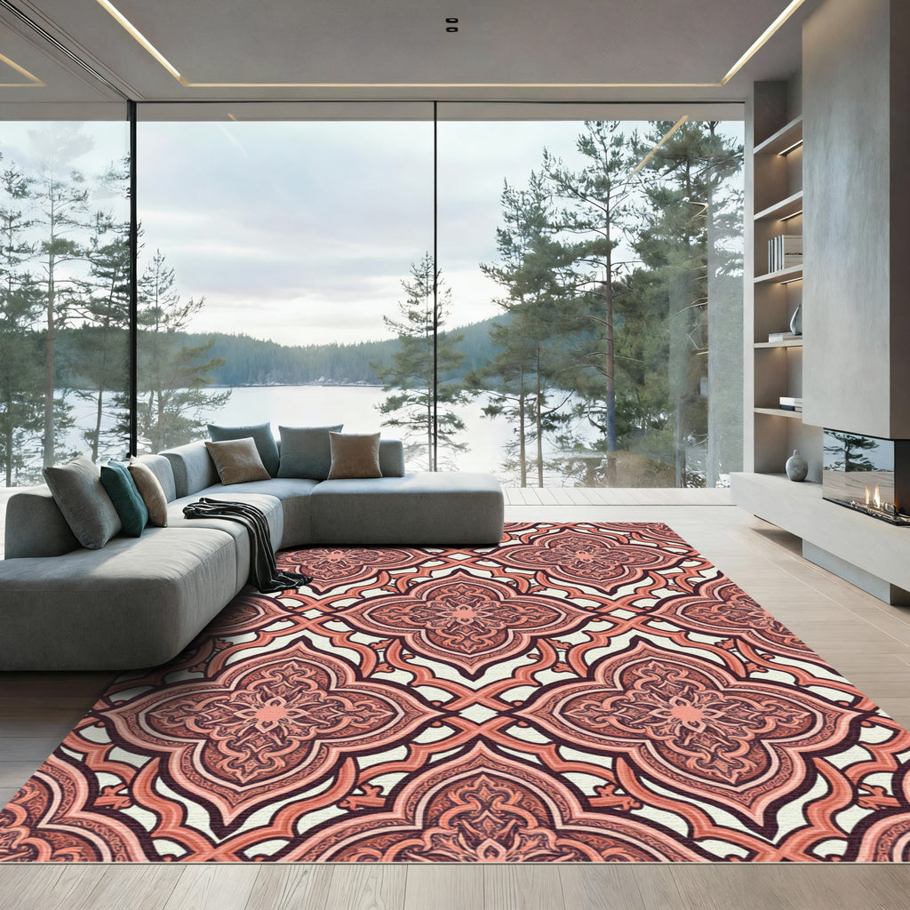 Terracotta Repeating Quatrefoil Medallion Rug