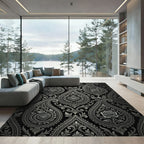 Ornate Silver Paisley Heart Rose Rug