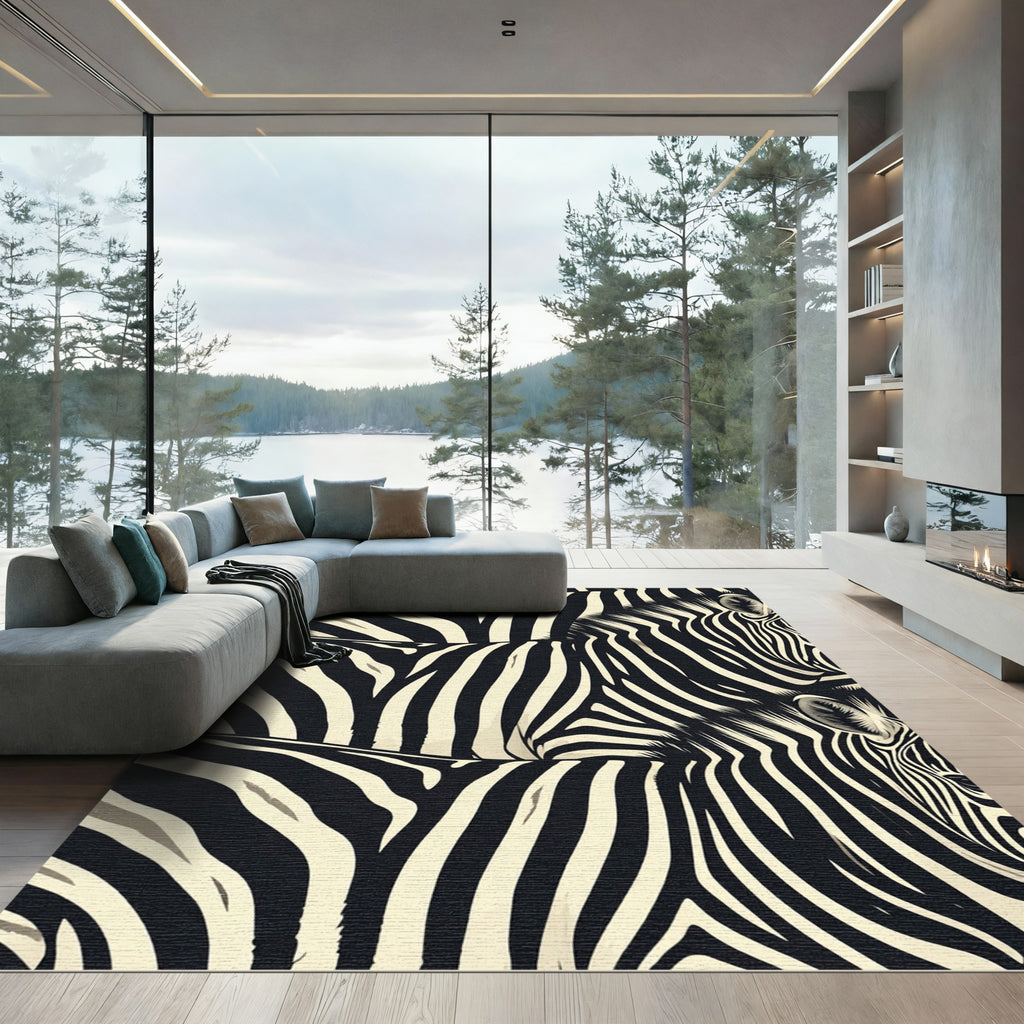 Bold Monochrome Animal Stripe Rug