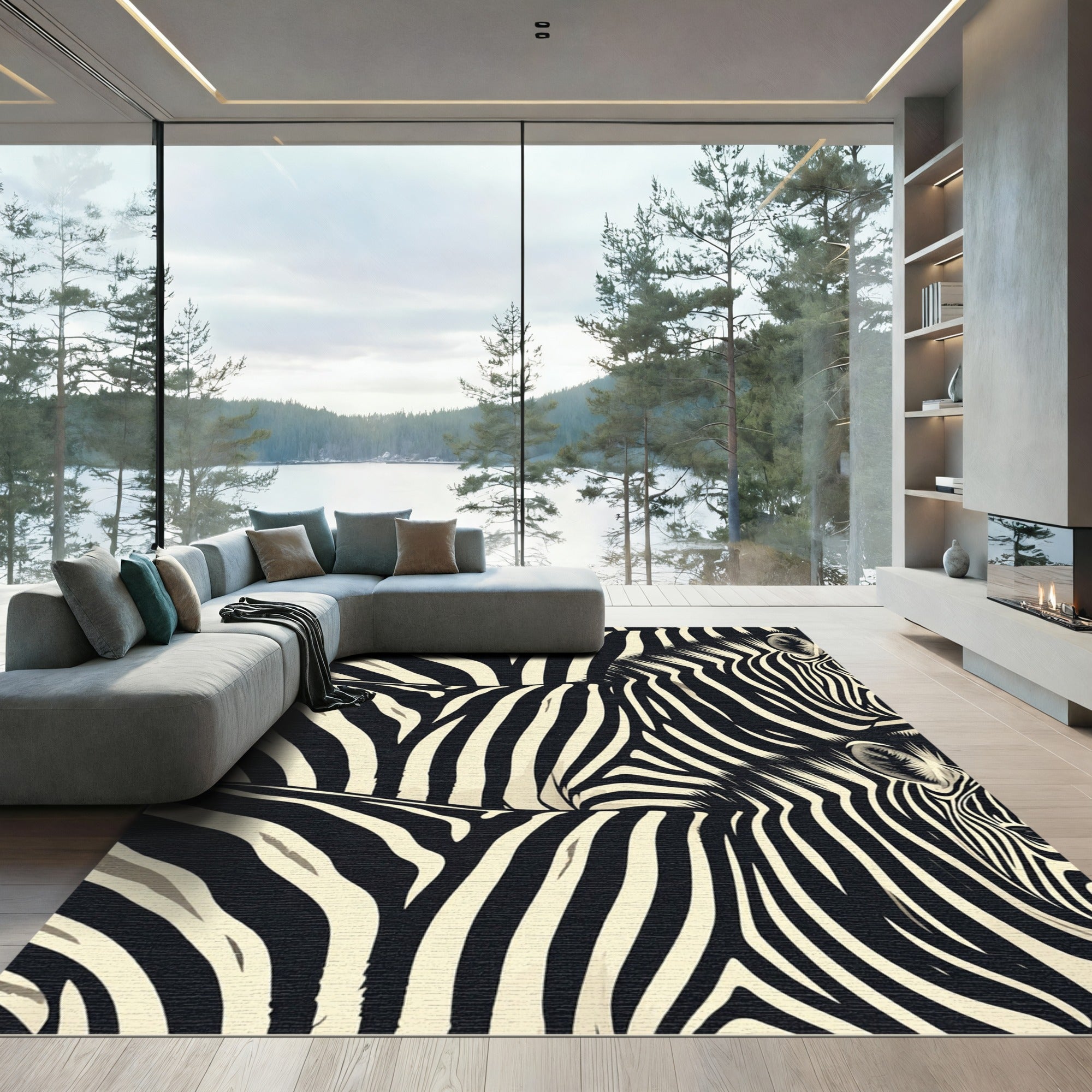Bold Monochrome Animal Stripe Rug