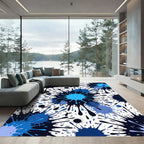 Modern Navy and Azure Ink Splash Rug