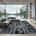 Ornate Dark Gray Archway Smoke Rug