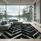 Monochrome Sharp Chevron Geometric Abstract Rug