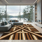 Brown Earthy Stripes Intersecting Pattern Rug