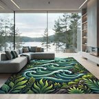 Emerald Lush Wave Ocean Foliage Rug