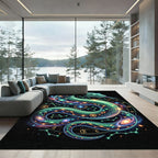 Cosmic Emerald Serpent Celestial Constellation Rug