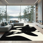Minimalist Black and White Orca Silhouette Rug