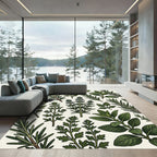 Green Herb Botanical Sprig Collage Rug