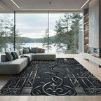 Ornate Silver Scroll Gate Design Rug