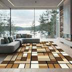 Natural Tones Abstract Grid Rug