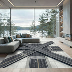 Gray Urban Road Intersection Rug