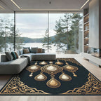 Golden Ornate Teardrop Chandelier Rug
