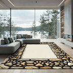 Neutral Stone Frame with Paw Prints Rug