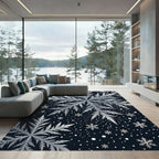 Ethereal Silver Snowflake Winter Sky Rug