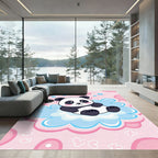 Cute Panda Cloud Whimsical Pink Rug