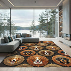 Vintage Gold Framed Canine Portrait Mosaic Rug