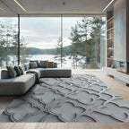 Elegant Silver Quatrefoil Filigree Geometric Rug
