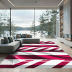 Crimson White Abstract Stripe Rug