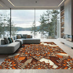 Ornate Burnt Orange Sunburst Mandala Rug
