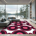 Retro Pink Concentric Circles Rug