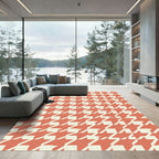 Coral Houndstooth Overlay Rug