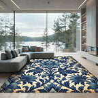Ornate Cobalt Floral Damask Rug