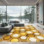 Golden Geometric Honeycomb Hexagon Abstract Rug