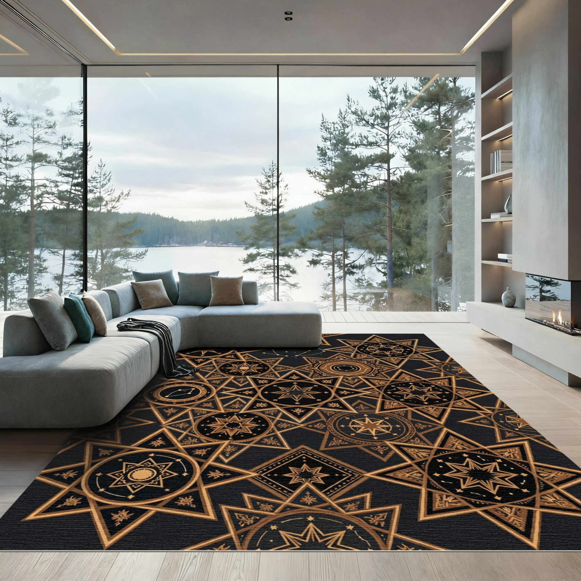 Gilded Cosmic Starburst Assemblage Rug