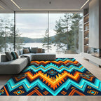 Vibrant Geometric Chevron Aztec Boho Rug