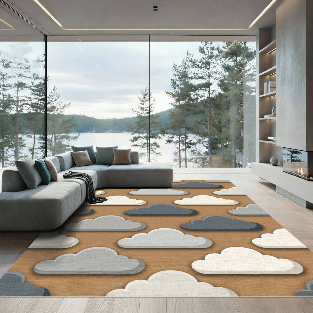 Modern Earthy Tone Cloud Sky Rug