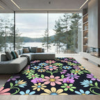 Pastel Retro Floral Botanical Meadow Rug