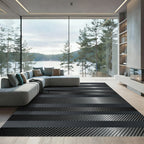 Modern Monochrome Carbon Fiber Stripe Rug