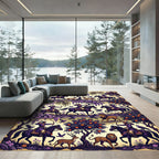 Purple Equestrian Archer Forest Scene Rug