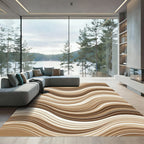Earthy Brown Wavy Abstract Fluid Lines Rug