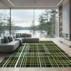 Green Bamboo Lattice Abstract Rug