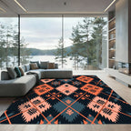 Terracotta and Slate Geometric Diamond Weave Rug