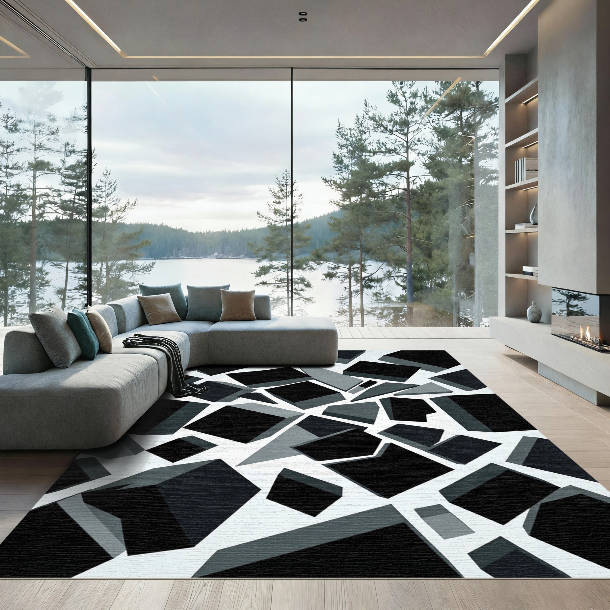 Monochromatic Scattered Geometric Cubes Rug