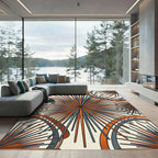 Mid Century Orange Gray Starburst Rug