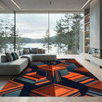 Orange Gray Geometric Abstraction Rug