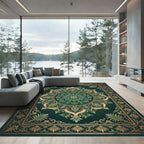 Emerald Forest Ornate Floral Medallion Rug
