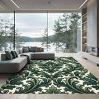 Emerald Green Baroque Floral Swirl Rug