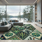 Desert Cactus Squares Quilt Rug