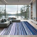 Gradient Blue Vertical Stripe Art Rug