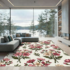 Vintage Blush Pink Floral Botanical Rug
