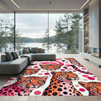 Vibrant Pink Flamingo Leopard Spot Art Rug