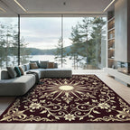 Ornate Ivory Floral Sunburst Medallion Rug