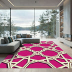 Bold Magenta Geometric Interlocking Octagon Rug