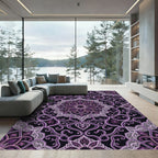 Ornate Deep Purple Swirl Medallion Rug