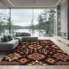 Earthy Ochre Geometric Sunburst Tapestry Rug